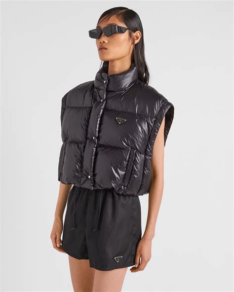 prada downjacket|Prada black cropped puffer jacket.